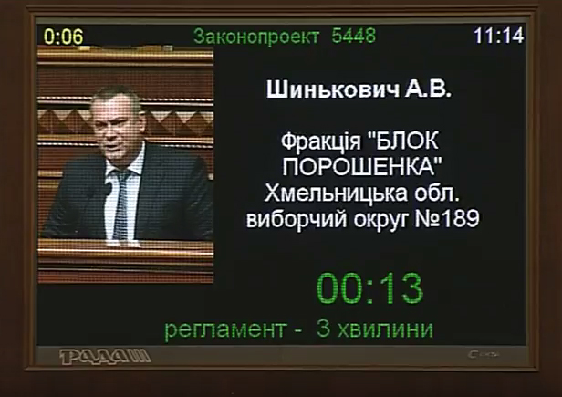 Андрій Шинькович в обговоренні урядового законопроекту