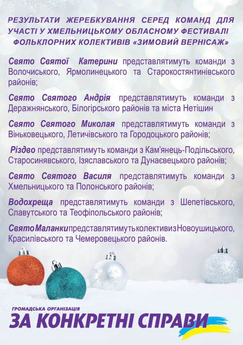 Оголошуємо результати жеребкування учасників конкурсу 